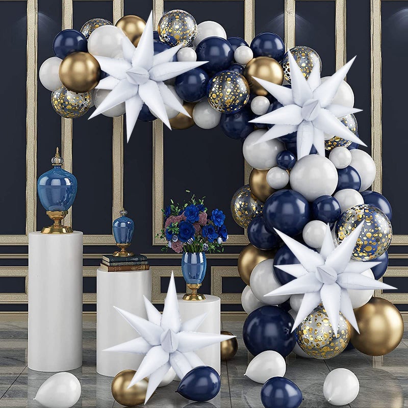 TOTAFAM 60 Pcs Star Foil Balloons Explosion 12 Point Cone Balloon Magic Starburst Balloon Large for Wedding Anniversary Backdrop Birthday Party Decorations (White) - Image 3